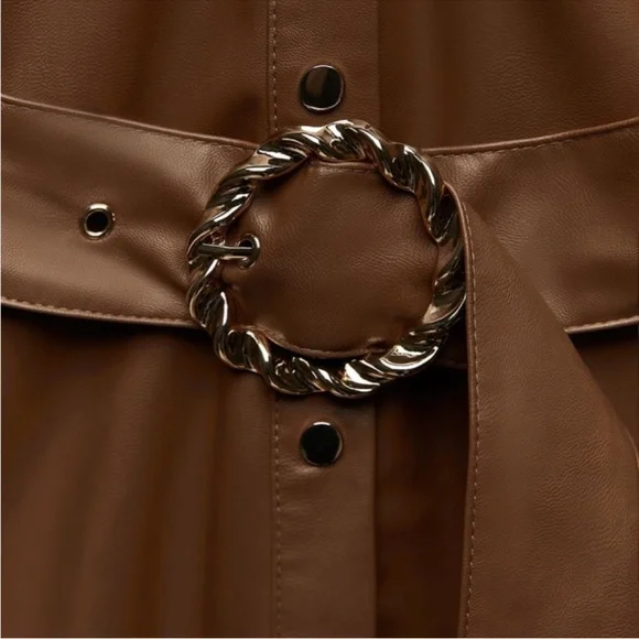 NWT Zara Brown Faux Leather Dress, Size Medium - threedaughtersproperties.com NWT Zara Brown Faux Leather Dress, Size Medium - threedaughtersproperties.com